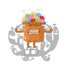 depressed flowers in pot character. cartoon vector