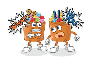 flowers in pot arguing each other cartoon vector