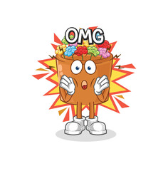 flowers in pot Oh my God vector. cartoon character