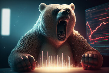 Realistic Angry Bear Trading on Computer: Maximizing Investment Returns with Technical Analysis - Generate AI