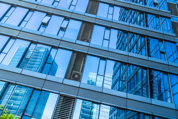 Close-Up of Modern Office Buildings in city of China.