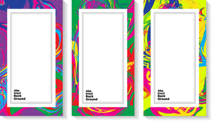 Vector colorful geometric and curve frame and border background pattern for Summer banner and social media story template