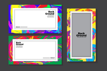 Vector colorful geometric and curve frame and border background pattern for Summer banner and social media story template