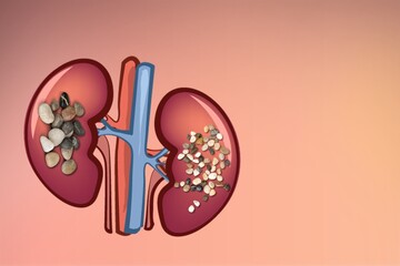 Model of  kidney with stones, medical treatment.