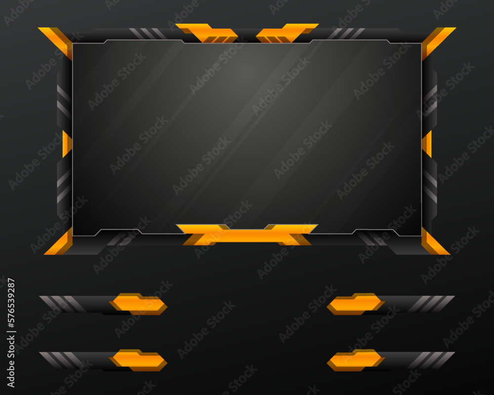 Poster abstract black and yellow border game gui screen for live video stream and broadcast