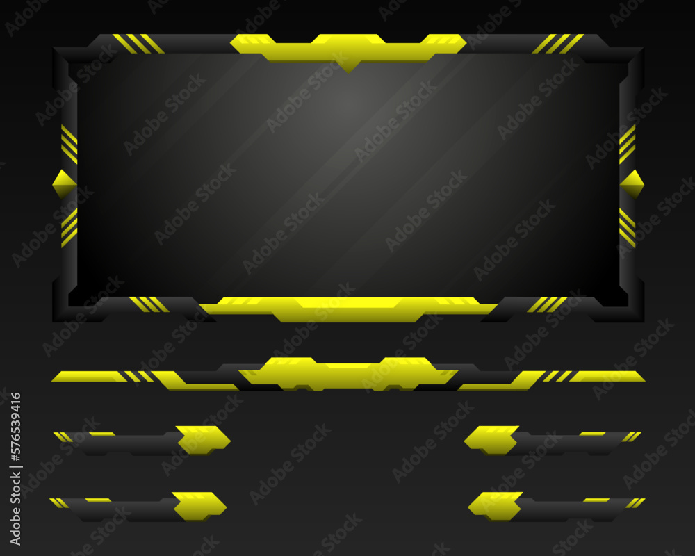 Poster game interface live stream overlay cyber screen panel template for video broadcast