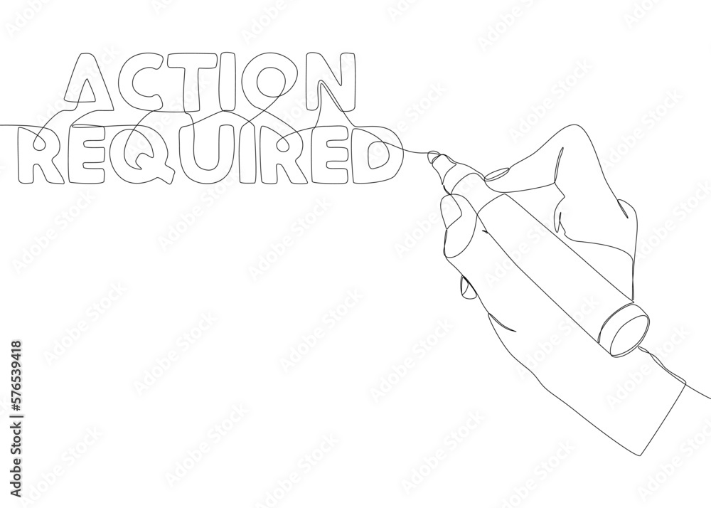 Aufkleber one continuous line of action required. thin line illustration vector concept. contour drawing creat