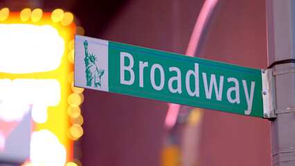 Broadway street sign at Times Square in New York - travel photography