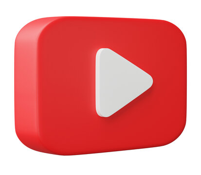 3D youtube logo icon isolated on transparent background.