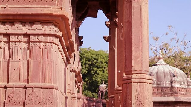 ancient hindu temple architecture with bright sky from unique angle at day