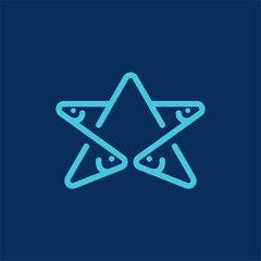 Star and four fish line modern creative logo - obrazy, fototapety, plakaty