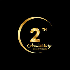 2 years anniversary. Anniversary template design concept with golden number , design for event, invitation card, greeting card, banner, poster, flyer, book cover and print. Vector Eps10