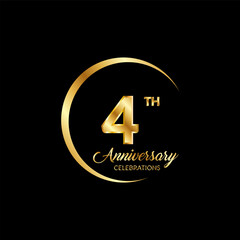 4 years anniversary. Anniversary template design concept with golden number , design for event, invitation card, greeting card, banner, poster, flyer, book cover and print. Vector Eps10