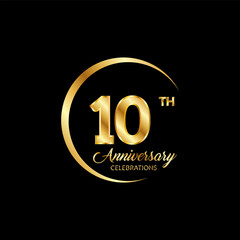 10 years anniversary. Anniversary template design concept with golden number , design for event, invitation card, greeting card, banner, poster, flyer, book cover and print. Vector Eps10