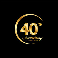40 years anniversary. Anniversary template design concept with golden number , design for event, invitation card, greeting card, banner, poster, flyer, book cover and print. Vector Eps10