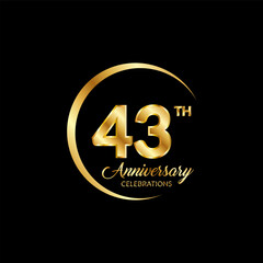 43 years anniversary. Anniversary template design concept with golden number , design for event, invitation card, greeting card, banner, poster, flyer, book cover and print. Vector Eps10