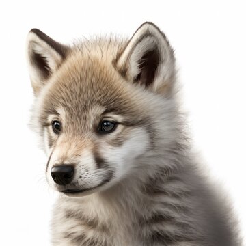 Super Cute Baby wolf head Portrait Picture Generative AI