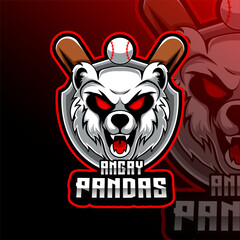 Angry Pandas Baseball Animal Team Badge