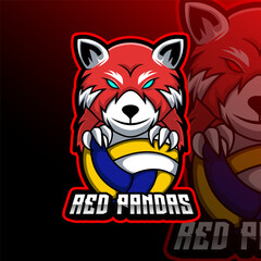 Red Panda Volleyball Animal Team Badge