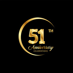 Fototapeta na wymiar 51 years anniversary. Anniversary template design concept with golden number , design for event, invitation card, greeting card, banner, poster, flyer, book cover and print. Vector Eps10