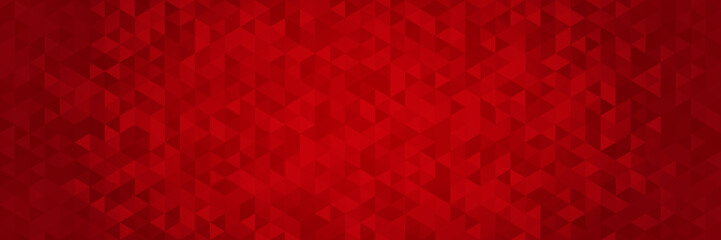 Abstract colorful background. Red triangles shape. Red mosaic. Geometric red background. Panorama red background. Modern red background. Red pattern