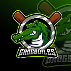 Crocodiles Baseball Animal Team Badge