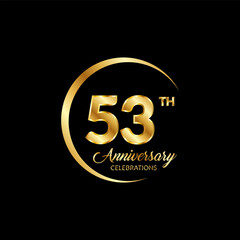 53 years anniversary. Anniversary template design concept with golden number , design for event, invitation card, greeting card, banner, poster, flyer, book cover and print. Vector Eps10