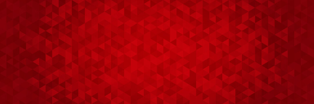 Abstract colorful background. Red triangles shape. Red mosaic. Geometric red background. Panorama red background. Modern red background. Red pattern