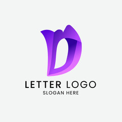 Gradient d monogram logo. Colorful d letter logo design template. Modern logo design