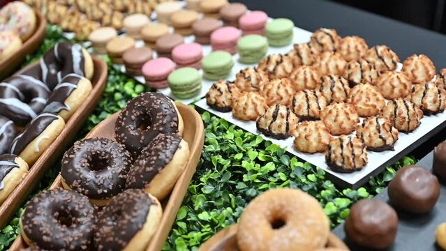 Savouries and sweets are displayed during the Gulf Food Exhibition in the United Arab Emirates.