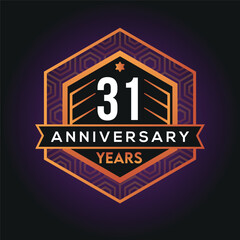 31st year anniversary celebration abstract logo design on vantage black background vector template