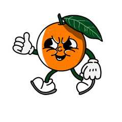 orange fruit vector character with smirking face