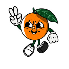 orange fruit vector character with smirking face
