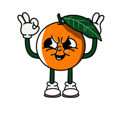 orange fruit vector character with smirking face