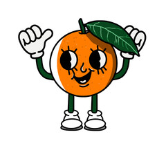 girl orange fruit vector character with happy face