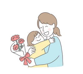 母の日　プレゼントを楽しむお母さん