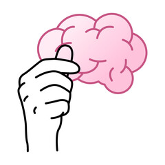 Hand holding brain. Parkinson's Awareness month illustration. nerve disease design