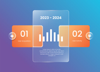 Glassmorph Infographic orange gradient chart for presentation vector illustration