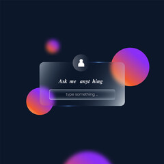 Ask me anything Glassmorph banner transparent for social media template user interface vector illustration