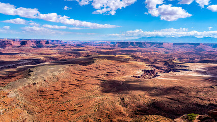 Fototapeta na wymiar Deep Ravines and Canyons seen from the Grand View Point Overlook in Canyonlands National Park, Utah, United States