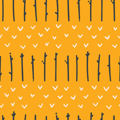 Yellow Abstract Twig Stripes Seamless Vector Repeat Pattern