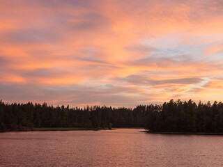 bright dramatic sunset in summer