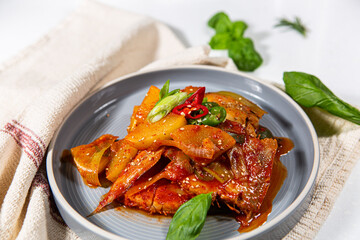 Today's menu is braised fish