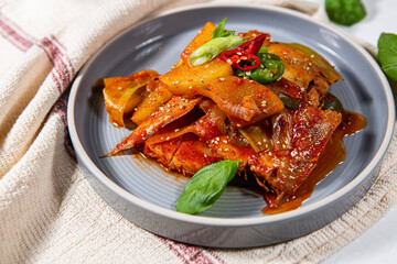 Today's menu is braised fish