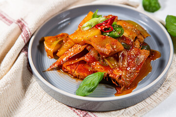 Today's menu is braised fish