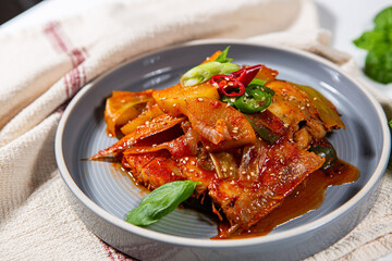 Today's menu is braised fish
