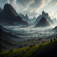 Reveling in the Majestic Landscape of Snowy Mountains and Vast Panoramas  Create With Generative AI Technology