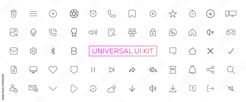 Poster minimalist and simple looking ui icons set for dark, light mode. outline isolated user interface ele