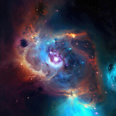 Naklejka na ściany i meble Deep space huge nebula with young stars. Outer space background. Generative AI