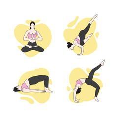 Set of Yoga Pose Illustrations